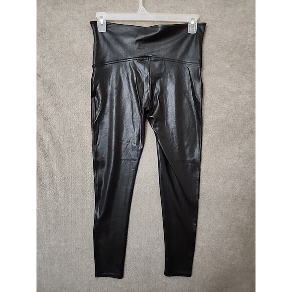 SPANX shape Faux Leather Legging Women 1X Black Power Waistband Core Compression - Picture 4 of 7